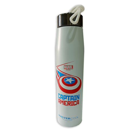 Master Cool Captain America Marvel Printed Steel White Water Bottle