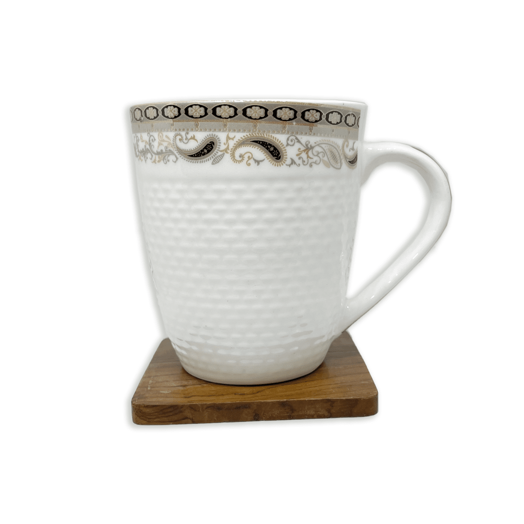 Bhokals Border Texture Dotted White Coffee Mug