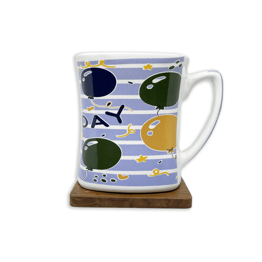 Bhokals Happy Birthday Printed Blue White Coffee Mug