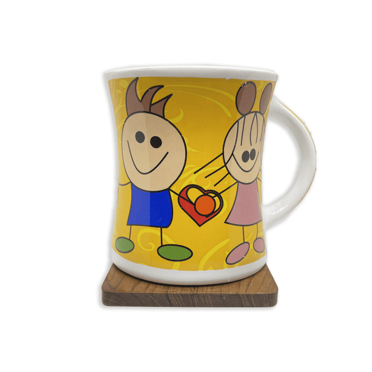 Bhokals Love Cartoon Yellow Printed White Coffee Mug