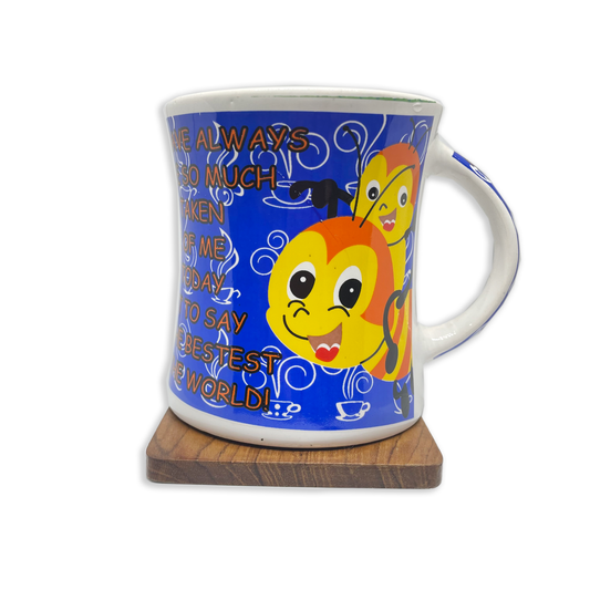 Bhokals Dad Bees Blue Printed White Coffee Mug