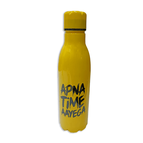 Apna Time Ayega Printed Yellow Water Bottle