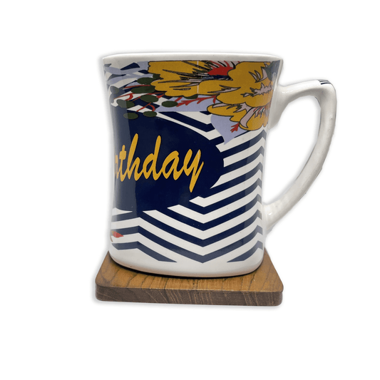 Bhokals Happy Birthday Blue Printed White Coffee Mug