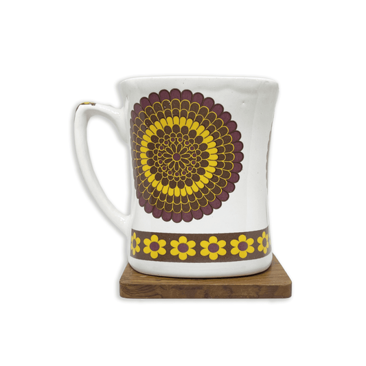 Bhokals Flower Brown Yellow printed White Coffee Mug