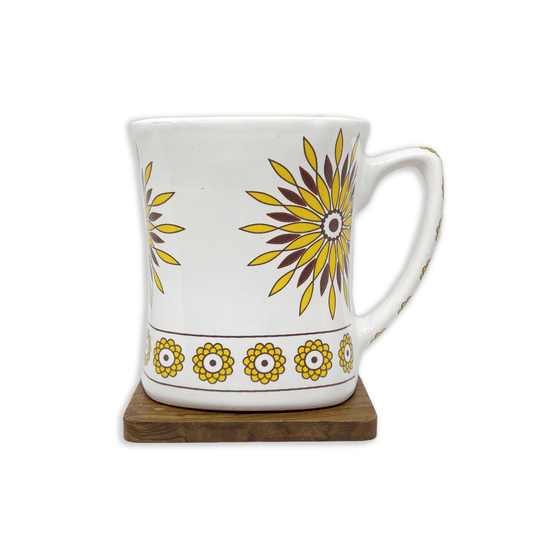 Bhokals Rangoli Yellow Brown printed White Coffee Mug