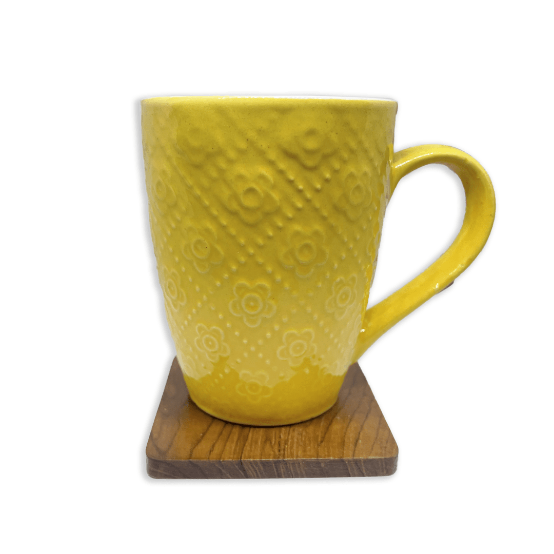 Bhokals Flower Texture Yellow Coffee Mug
