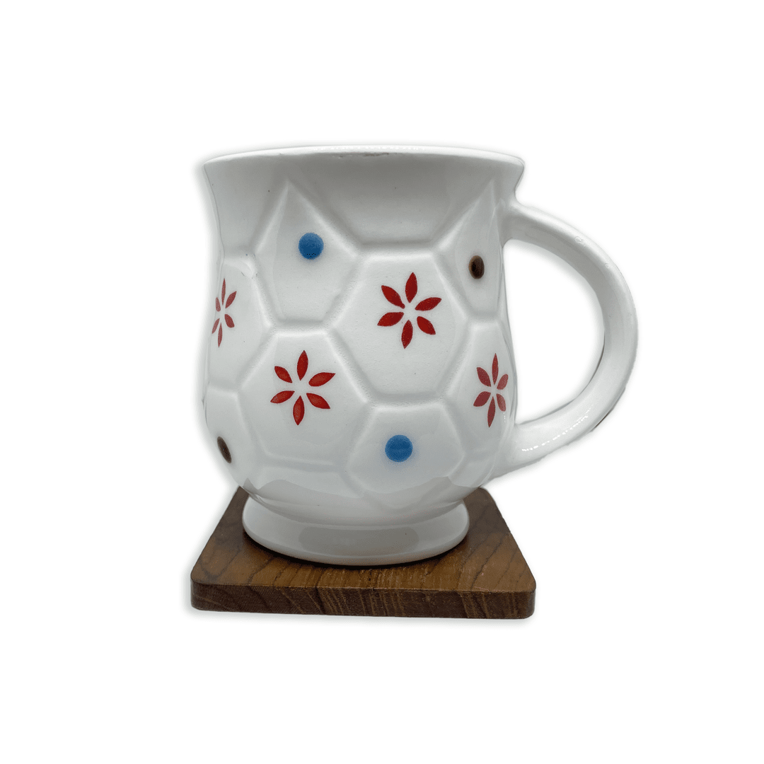 Bhokals Flower Printed Oval White Coffee Mug