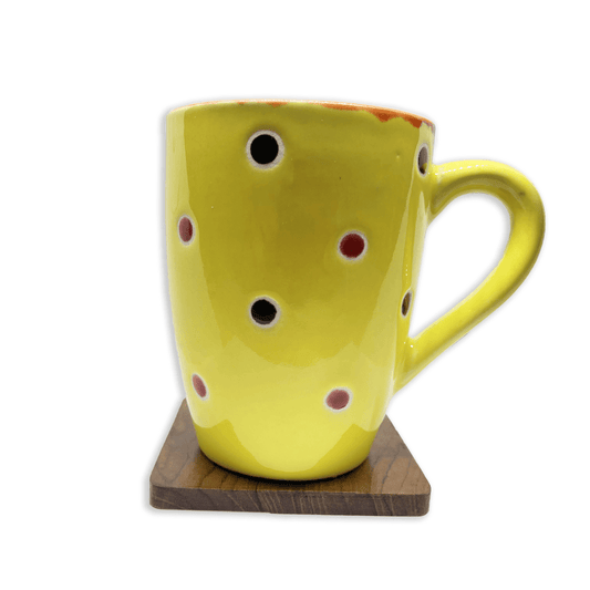 Bhokals Dots Printed Yellow Orange Coffee Mug