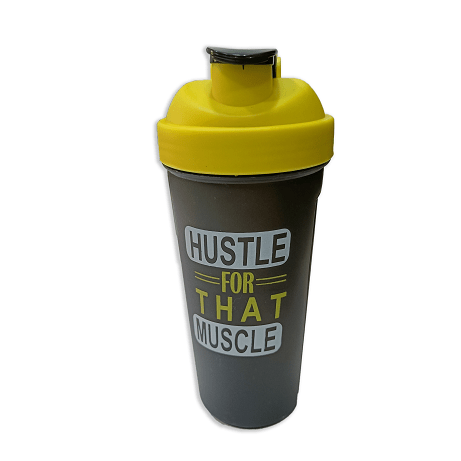 Hustle Printed Yellow Black Gym Shaker