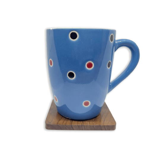 Bhokals Dots Printed Blue Yellow Coffee Mug