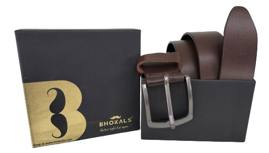Bhokals Men Solid Brown Leather Belt