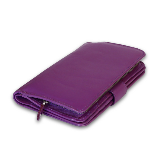 Leather Solid Purple Clip Women Wallet