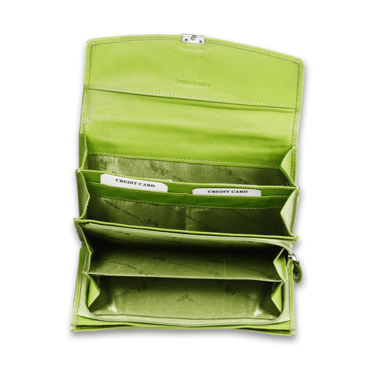 Leather Solid Green Women Wallet