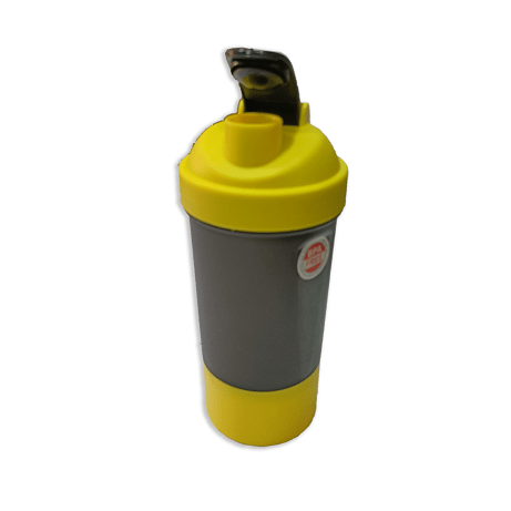 Never Give Up Printed Yellow Black Gym Shaker
