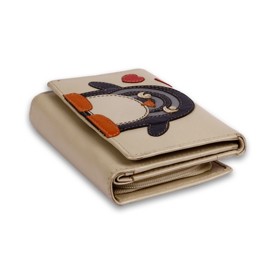 Leather Cream Penguin Women Pocket Wallet