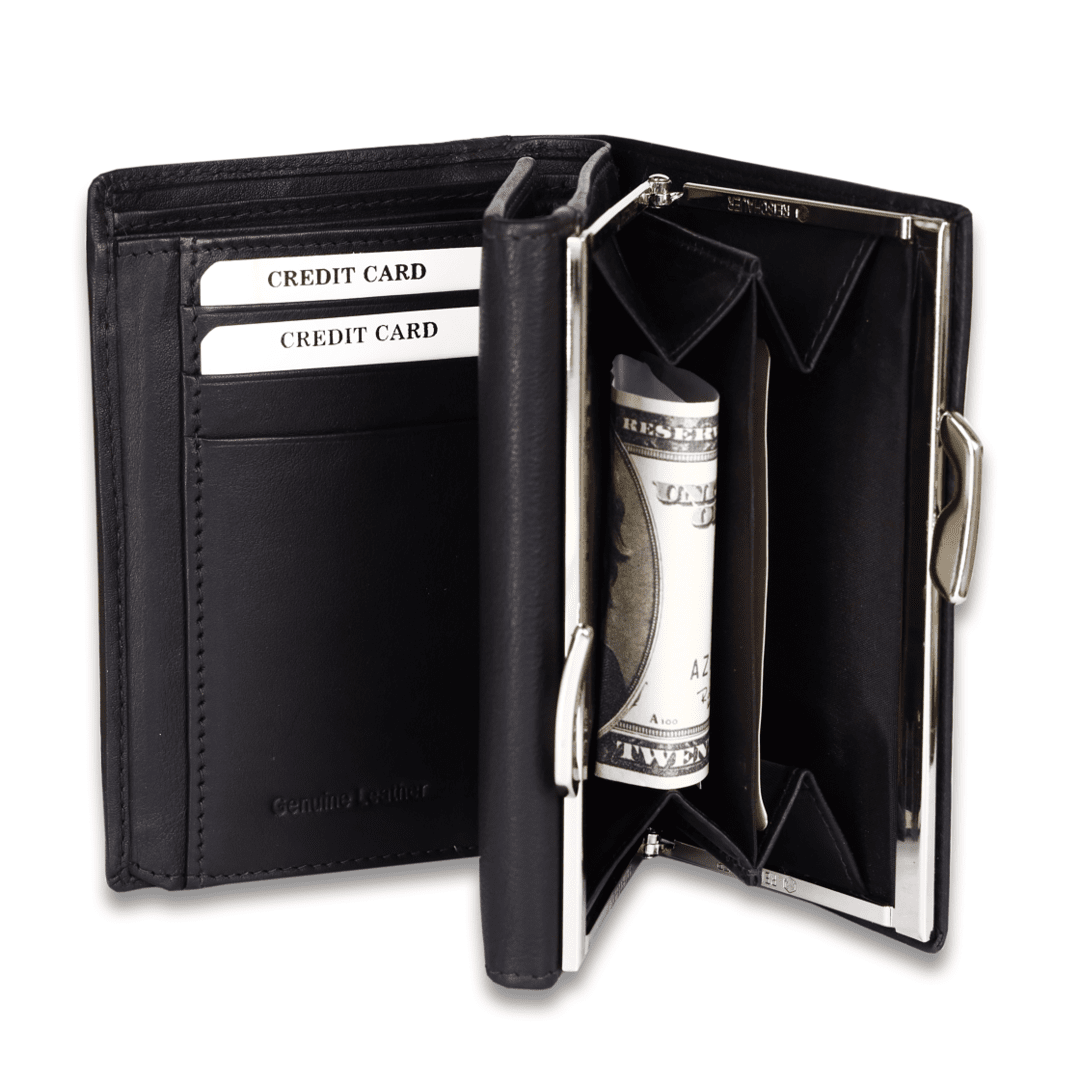 Leather Solid Black Clutch Women Wallet