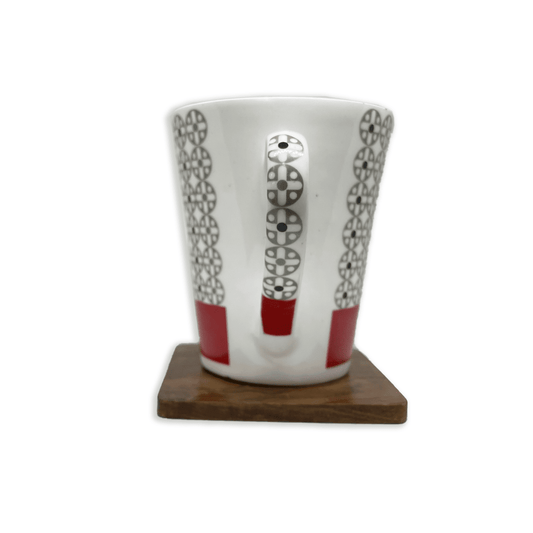 Bhokals Maroon Strip Texture Printed White Coffee Mug