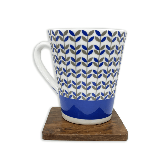 Bhokals Blue Strip Texture Printed White Coffee Mug