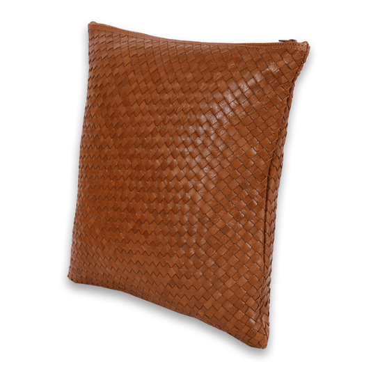 Leather Brown Weave Cushion