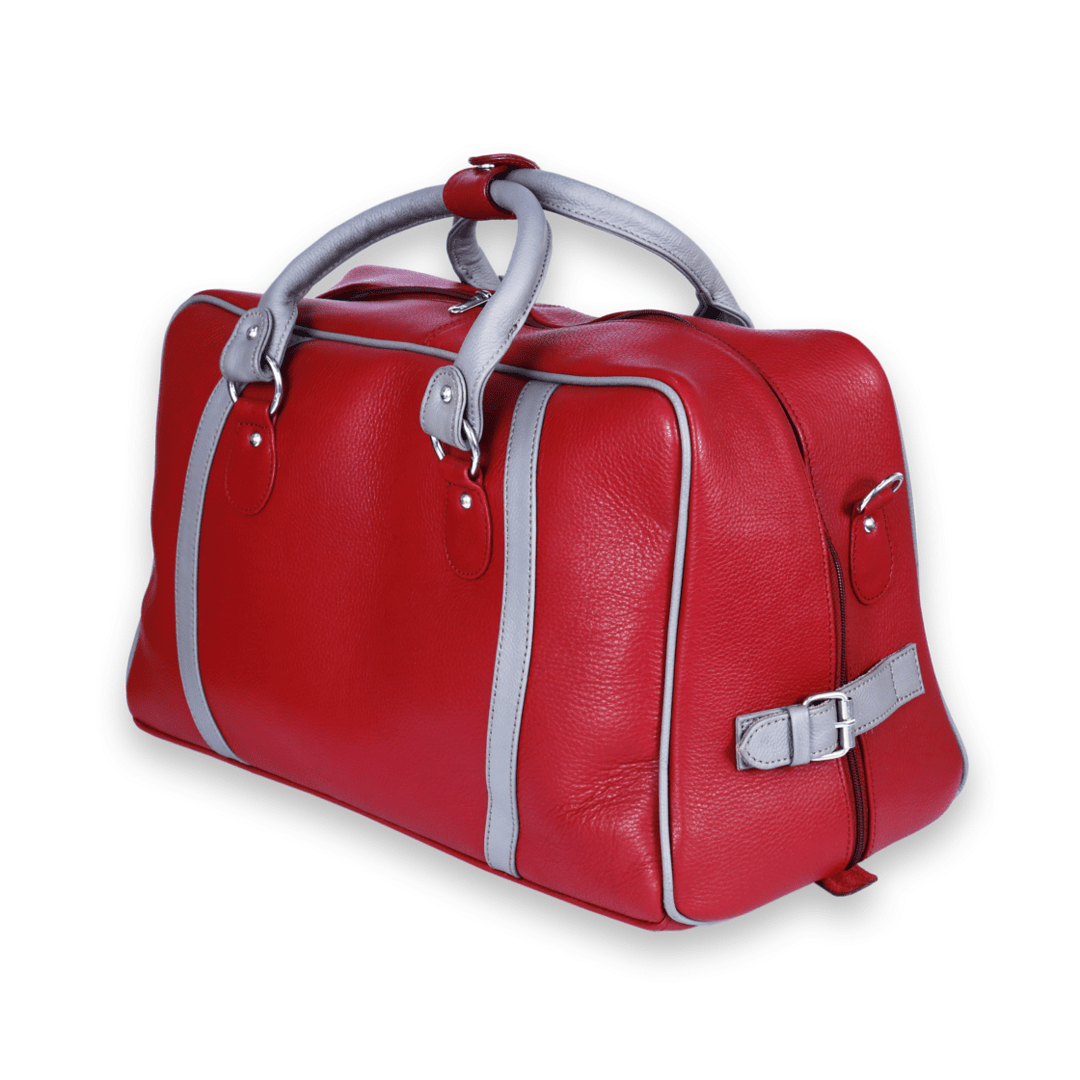 Leather Solid Red Travel Bag