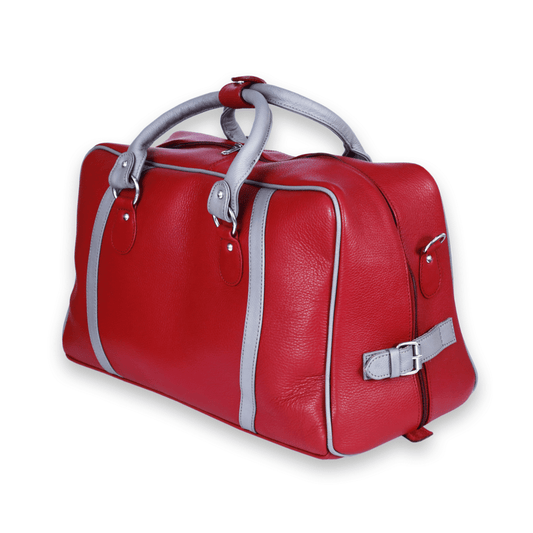 Leather Solid Red Travel Bag