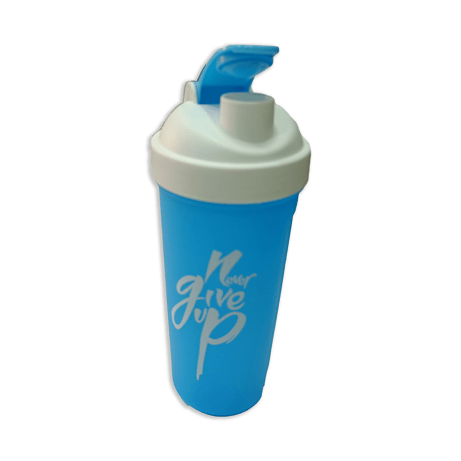 Never Give Up Printed White Blue Gym Shaker