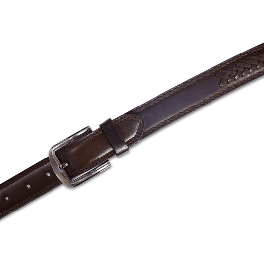 Bhokal Men Brown Weave Leather  Belt