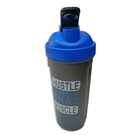 Hustle Printed Blue Black Gym Shaker