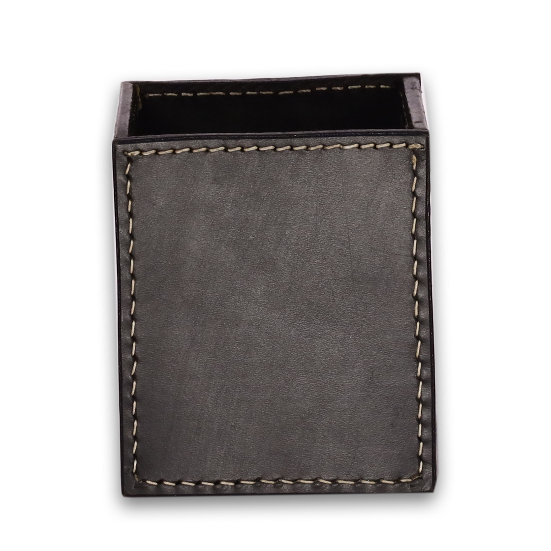 Leather Brown Square Pen Holder