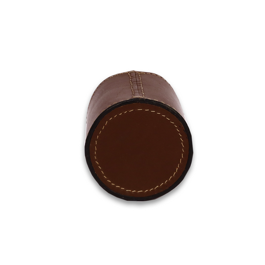 Leather Brown Round Pen Holder