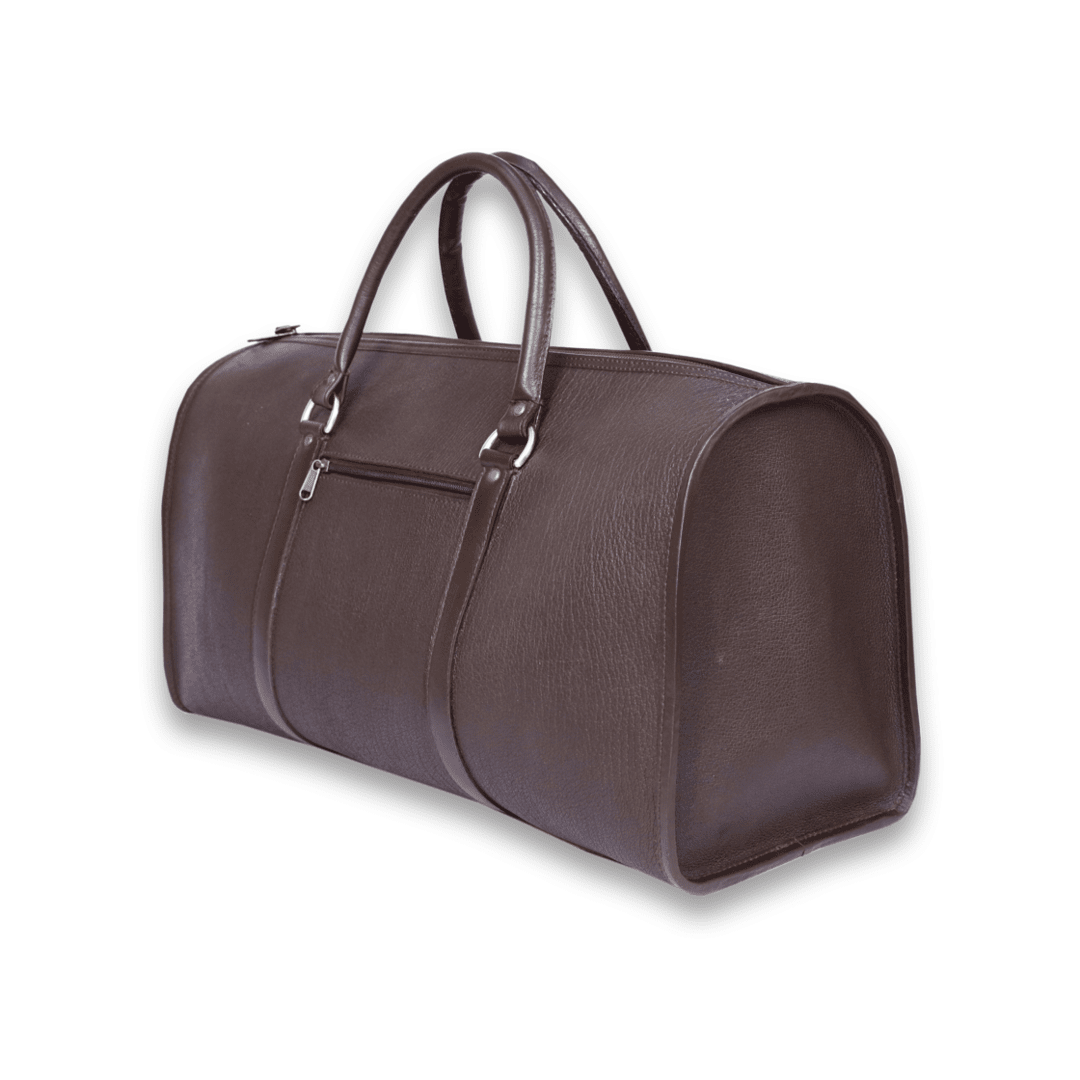 Leather Solid Brown Duffle Bag