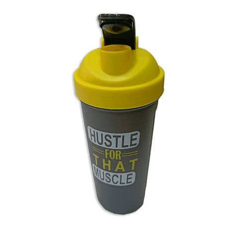 Hustle Printed Yellow Black Gym Shaker