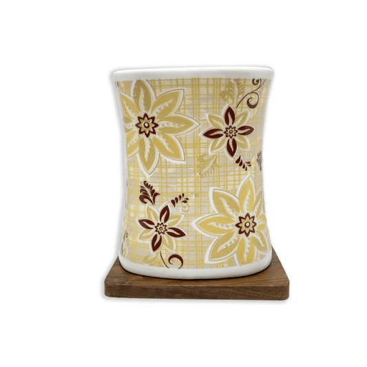 Bhokals Golden Cream Flower Printed White Coffee Mug