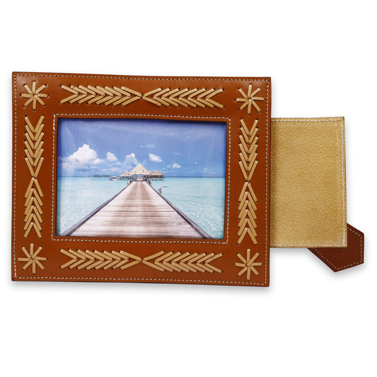 Leather Tan Hand Crafted Photo Frame