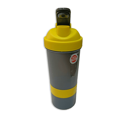 Never Give Up Printed Yellow Black 3 in 1 Gym Shaker