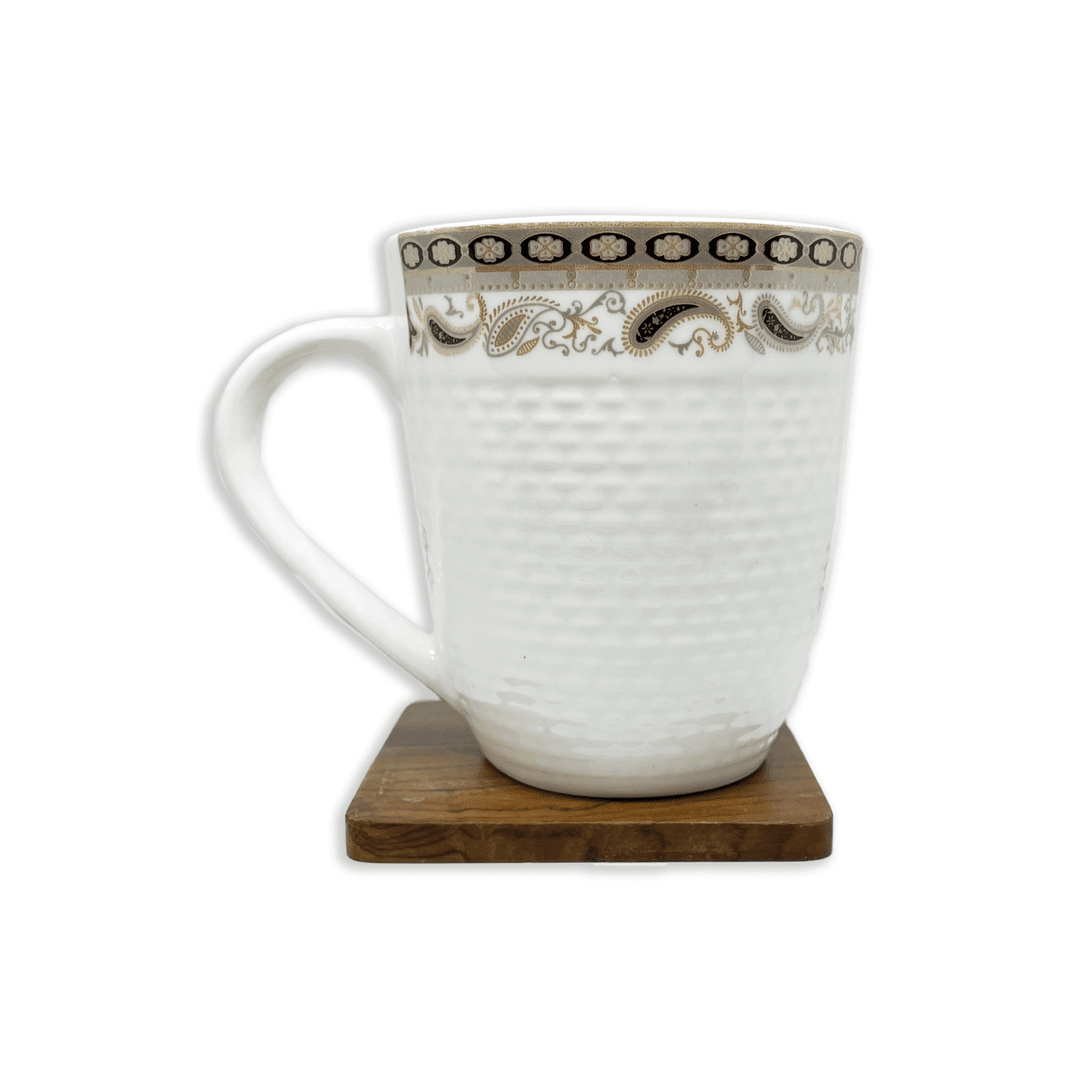 Bhokals Border Texture Dotted White Coffee Mug