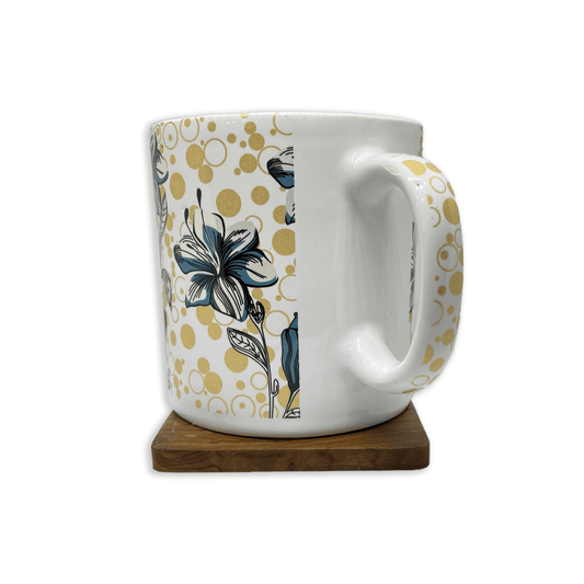 Bhokals  Black Flower printed  White Coffee Mug