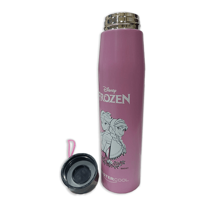 Master Cool Disney Frozen Printed Pink Steel Water Bottle