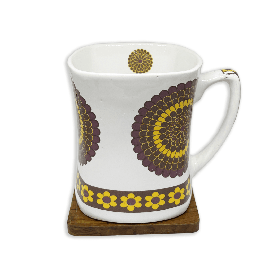 Bhokals Flower Brown Yellow printed White Coffee Mug