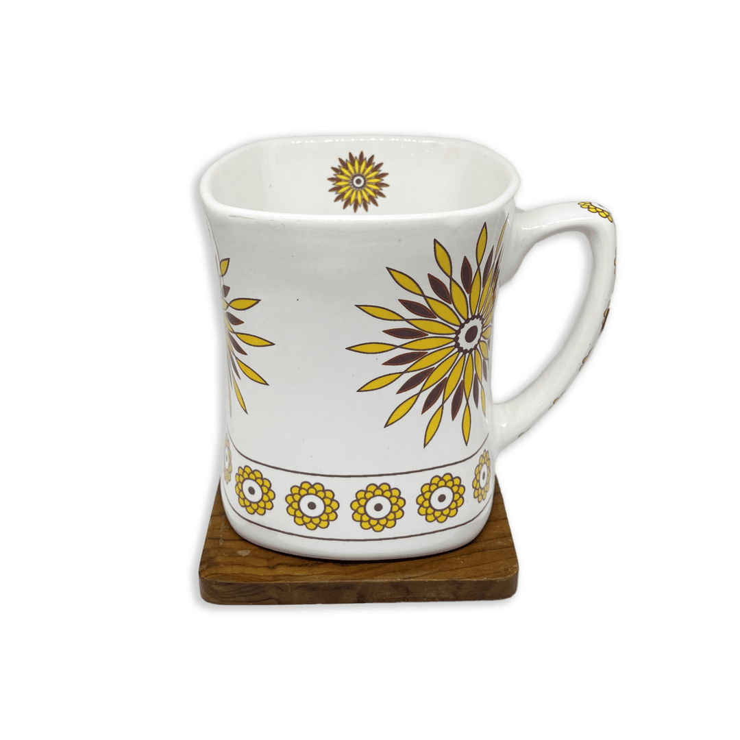 Bhokals Rangoli Yellow Brown printed White Coffee Mug