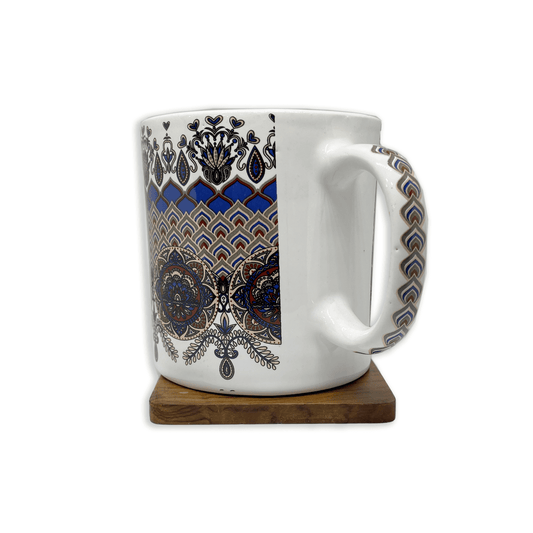 Bhokals  Brown Texture Printed White Coffee Mug