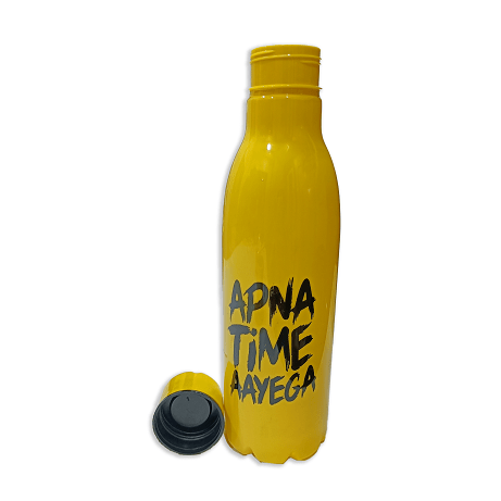 Apna Time Ayega Printed Yellow Water Bottle