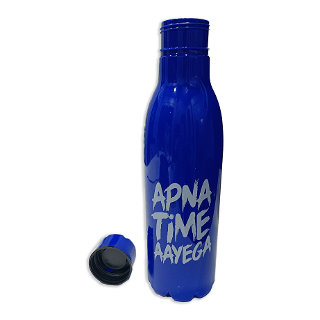 Apna Time Ayega Printed Blue Water Bottle