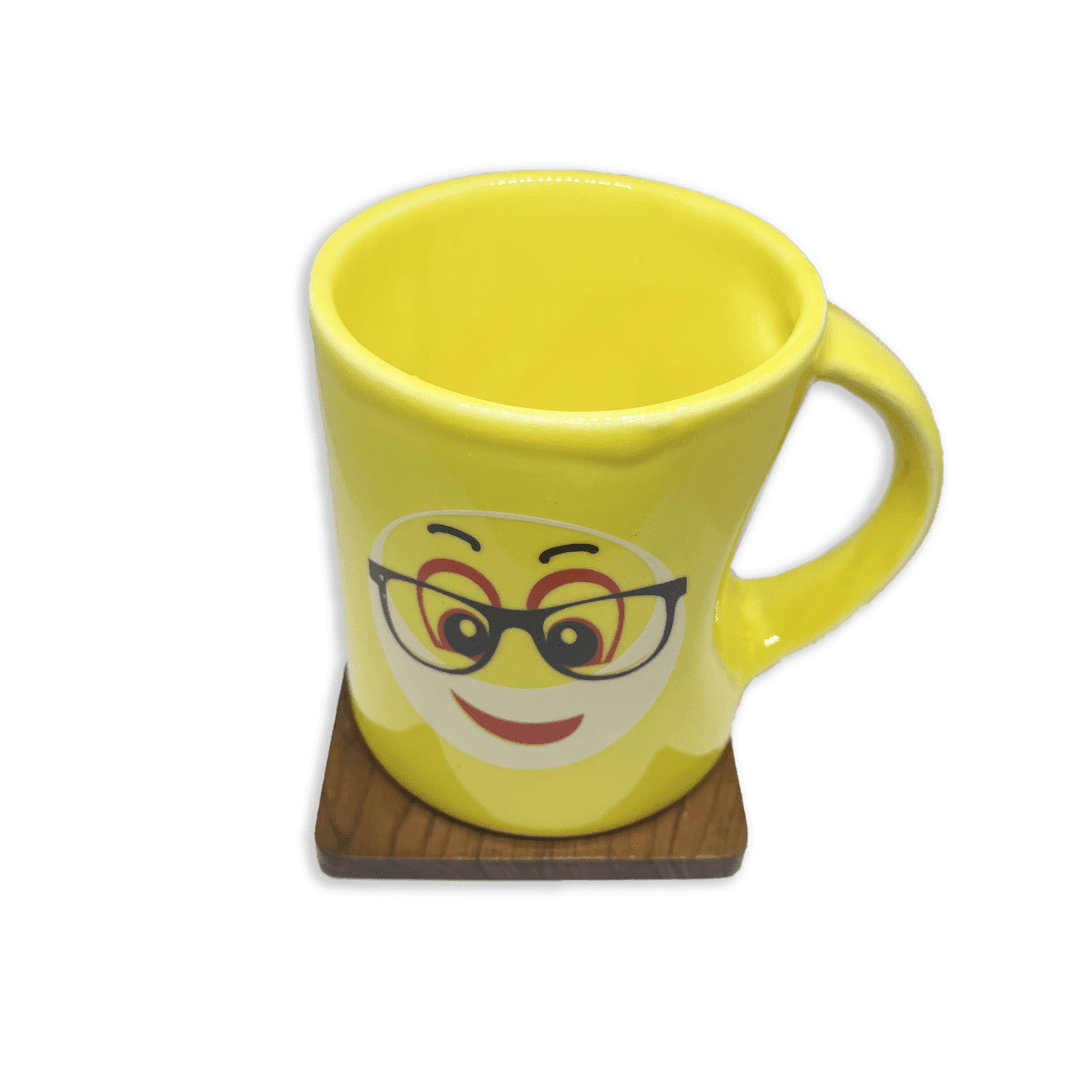 Bhokals Funny Emoji Yellow Round Coffee Mug