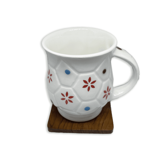 Bhokals Flower Printed Oval White Coffee Mug