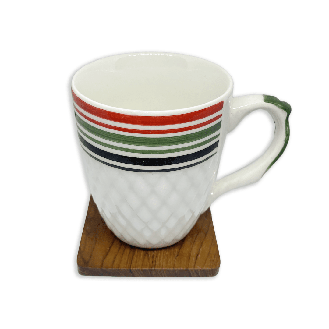 Bhokals Multi Line Printed White Coffee Mug