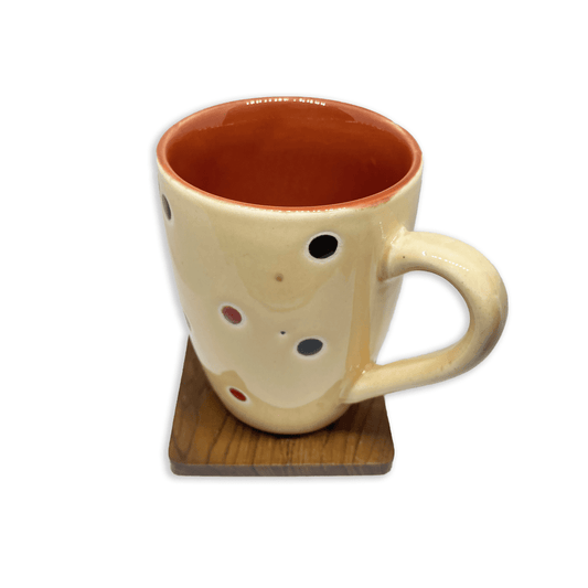 Bhokals Dots Printed Cream Coffee Mug
