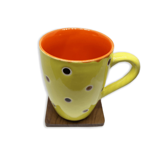 Bhokals Dots Printed Yellow Orange Coffee Mug