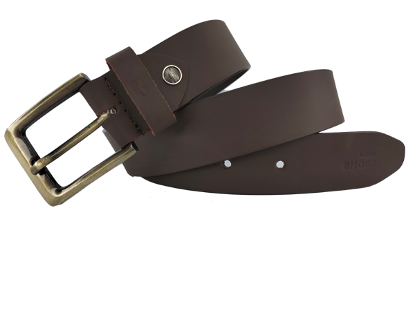 Bhokals Men Solid Brown Matt Leather Belt