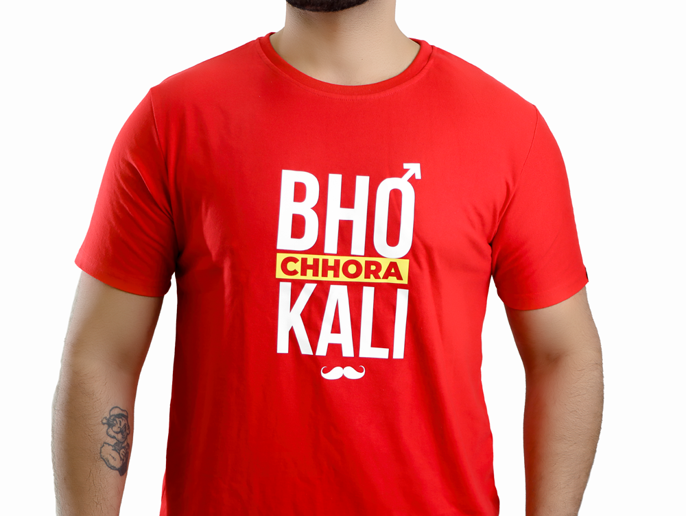 Bhokali Chora Printed Round Neck Cotton Men T-Shirt